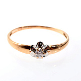 Кольцо золото 585, общий вес - 1.19 г, чистый вес - 1.14 г